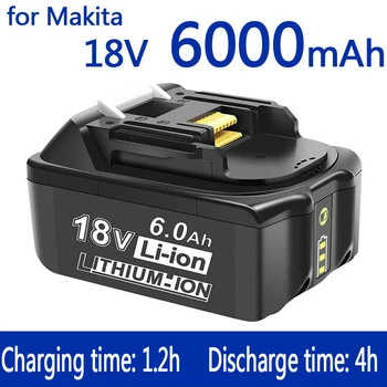100% Оригинальный аккумулятор makita 18v 6000mAh, перезаряжаемый Аккумулятор для электроинструментов со светодиодной литий-ионной заменой LXT BL1860B BL1860 BL1850