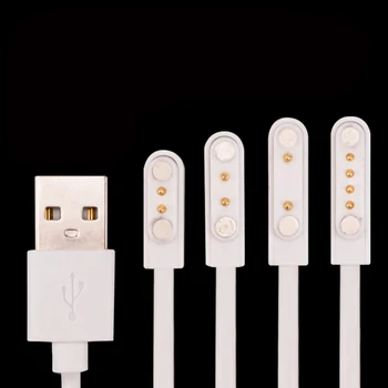 2/4-контактный магнитный зарядный кабель для смарт-часов, USB-линия для зарядки, шнур, веревка Белого цвета, совместимый с универсальными смарт-часами