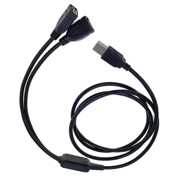 2 В 1 Один Штекер На две розетки Usb 2.0 Удлинительный кабель USB Кабель для передачи данных Линия Зарядки Адаптер Черный Длина 25 см 50 см 80 см
