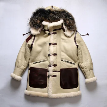 2023 Мужская Зимняя куртка из овечьей кожи Высшего Качества из Овечьей шерсти ВВС США Типа B-7 Винтажное военное Супер Теплое Пальто