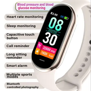 2023 Новые Смарт-часы для измерения уровня сахара в крови, мужские Смарт-часы с магнитной зарядкой, для измерения артериального давления, IP68, Водонепроницаемые Женские Смарт-часы