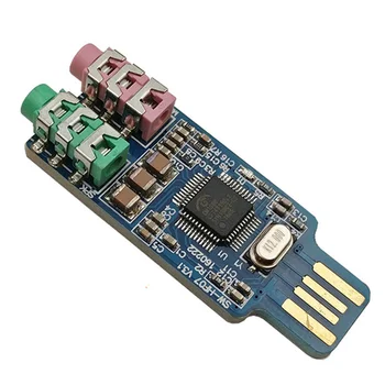 2шт Модуль звуковой карты CM108 USB, бесплатный драйвер для портативного компьютера, плата внешней звуковой карты с разъемом для микрофона 3,5 мм