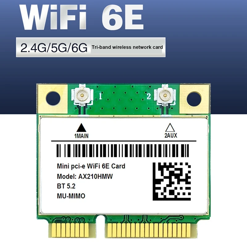 AX210 5374M WIFI 6E 5G Гигабитная беспроводная сетевая карта MINI PCIE 5,2 Модуль сетевой карты Bluetooth с антенной 8 дБ2