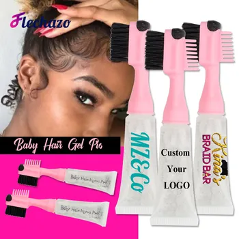Flechazo Pro Детская щетка для контроля края волос с дозатором Геля, логотип, Индивидуальная щетка для контроля края волос, гель для модных женщин и девочек