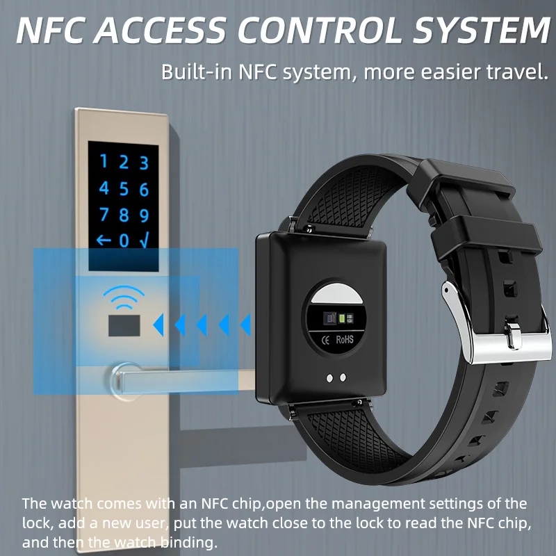 NFC Смарт-Часы Контроль Доступа К Двери Разблокировка Смарт-Часов Мужчины Женщины Фитнес-Браслет Bluetooth Звонки Часы с Определением частоты сердечных сокращений3