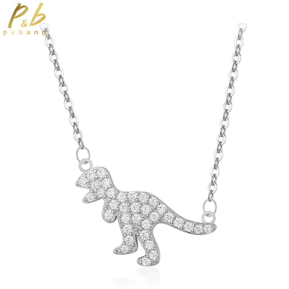 PuBang Fine Jewelry, твердое серебро 925 пробы, Высокоуглеродистое бриллиантовое ожерелье с подвеской в виде динозавра для женщин, свадебный подарок, Бесплатная доставка0