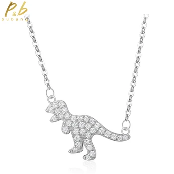 PuBang Fine Jewelry, твердое серебро 925 пробы, Высокоуглеродистое бриллиантовое ожерелье с подвеской в виде динозавра для женщин, свадебный подарок, Бесплатная доставка