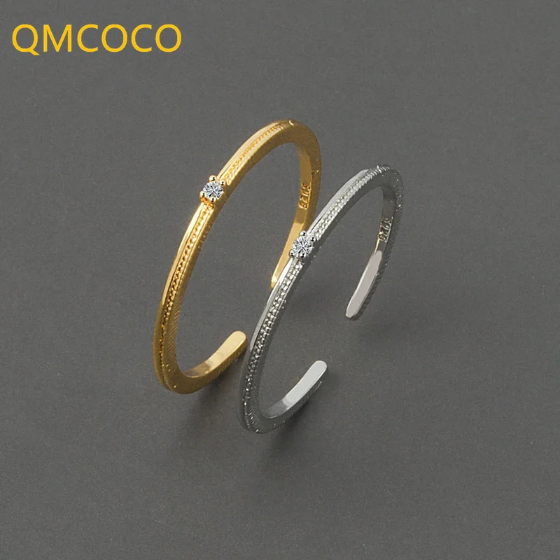 QMCOCO Серебристый Цвет, круглое геометрическое тонкое кольцо с цирконием, модные женские ювелирные украшения, Новые простые ювелирные аксессуары, подарок для вечеринки0