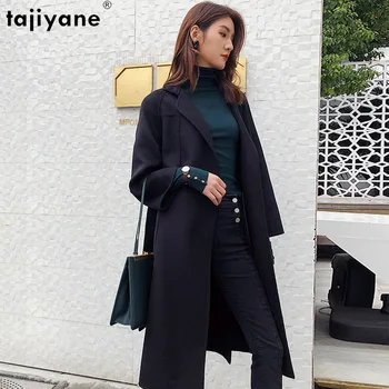 Tajiyane Осень-Зима, 100% Куртки для женщин, 2023, Двусторонние Пальто из шерсти и смесей, Свободные Длинные Шерстяные Куртки Abrigos Elegantes