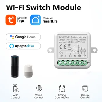 Tuya WiFi Mini DIY Smart Switch 10A/16A Light APP, дистанционное управление Временем, Беспроводное реле, Модули автоматизации, Работа Alexa Google Home
