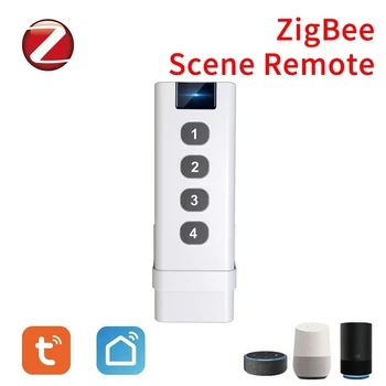 Tuya ZigBee Smart Wireless Scene Switch 4 Группы Дистанционного Портативного пульта дистанционного управления Концентраторы Zigbee Не требуют ограничений в количестве управляющих устройств