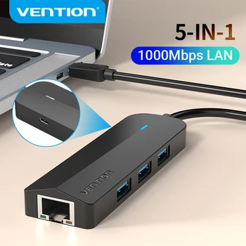 Vention USB Type C Ethernet Адаптер Сетевая карта USB C к USB 3,0 2,0 1000 Мбит/с Gigabit RJ45 Lan USB-концентратор для MacBook iPad Pro