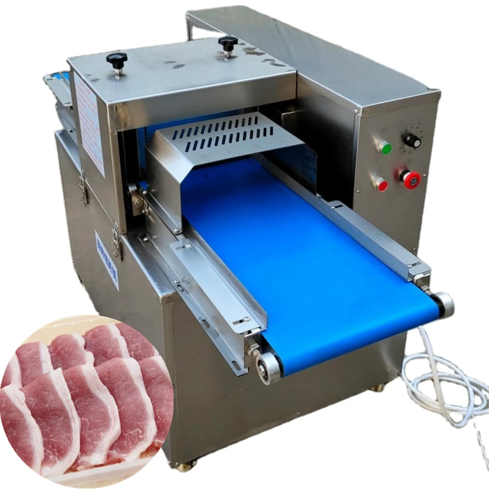 Автоматическая машина для нарезки свежего мяса ломтиками Свежей говядины, Свинины, Куриной грудки, вяленого мяса0