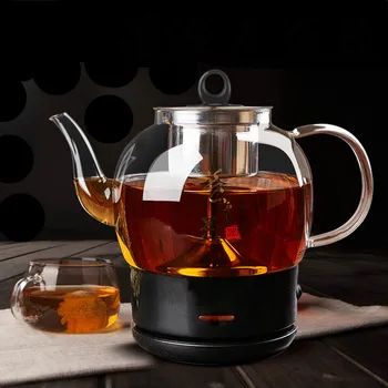 Бесплатная доставка Чайная посуда для кипячения чая Черный полностью автоматический паровой стеклянный электрический чайник обеспечивает защиту от перегрева