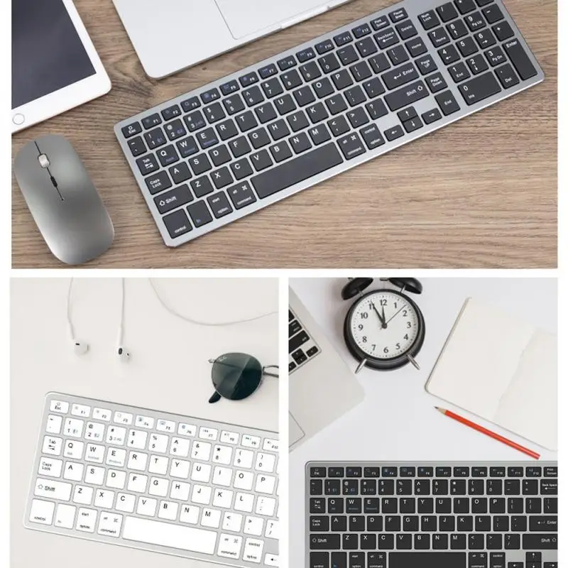 Беспроводная клавиатура Bluetooth, двухрежимная клавиатура, зарядка без звука, настольный компьютер для ноутбука 