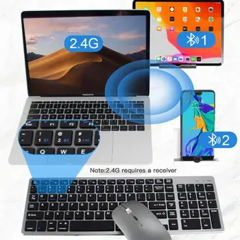 Беспроводная клавиатура Bluetooth, двухрежимная клавиатура, зарядка без звука, настольный компьютер для ноутбука 