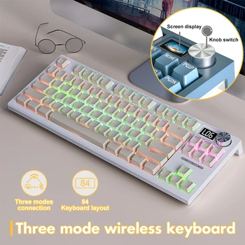 Беспроводная механическая клавиатура, Игровая Проводная клавиатура Bluetooth, три режима, мини-клавиатура с 84 клавишами Для ПК, ноутбука, iPhone, iPad, Win/IOS