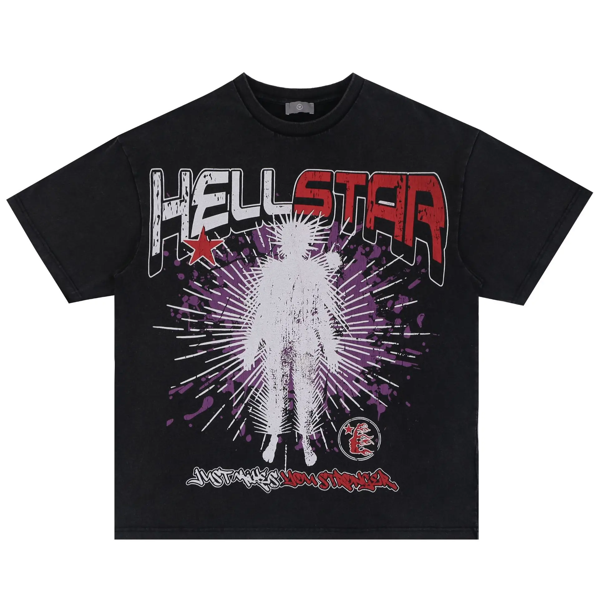 Винтажная футболка 2023 года, футболка High Street Hellstar с коротким рукавом, Свободные английские Буквы, Забавный Абстрактный Принт0