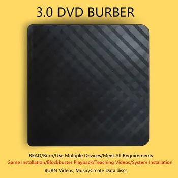 Внешний USB 3.0 для высокоскоростной записи DVD RW, записи компакт-дисков, тонкий, портативный, быстрый, почти бесшумный оптический привод