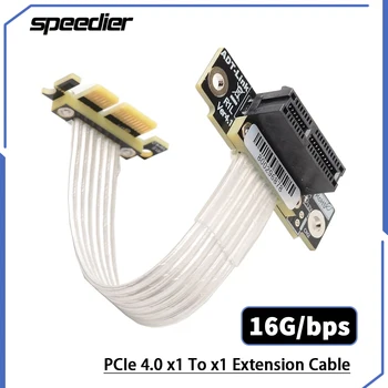 Двойной 90-Градусный Левый Угловой Серебристый Удлинитель PCIe 4.0 x1-x1 16G/bps Высокоскоростной PCI Express 1x Riser Card Ribbon Extender