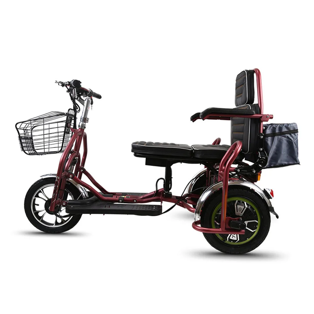 Двухместный Электрический трехколесный велосипед с литиевой ячейкой, электромобиль мощностью 350 Вт, складной аккумулятор для отдыха, транспортное средство0