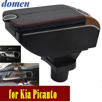 Для Kia Picanto подлокотник коробка Двойные двери открываются 7USB Детали интерьера Автомобиля С выдвижным отверстием для чашки Большое пространство Двухслойный USB