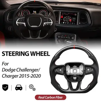 Для рулевых колес Dodge Натуральная кожа, настоящее рулевое колесо из углеродного волокна для Dodge Challenger/Durango/Charger 2015-2020