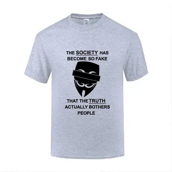 Забавная хлопковая футболка Fake Society, крутые мужские летние футболки с круглым вырезом и коротким рукавом, короткая одежда