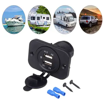 Зарядное устройство с двумя USB-портами 12V 24V Для зарядки Дома на колесах Camper Van Caravan