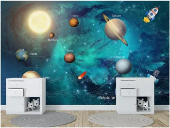 Изготовленная на заказ фреска фото 3D обои Космос детский космический корабль живопись 3d настенные фрески обои для гостиной стены 3 d