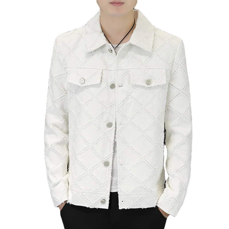 Корейская модная клетчатая куртка для мужчин 2023, Осенняя куртка-бомбер, мужская Повседневная деловая верхняя одежда, социальная Уличная одежда, Ветровка, пальто4