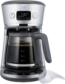 Кофе 31160393 Easy Measure, программируемая цифровая кофеварка на 12 чашек со встроенной фильтрацией и мерной ложкой, Sil