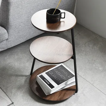 Креативные американские ретро Маленькие журнальные столики Из массива Дерева, диван, приставной столик, мебель для гостиной, Современный железный прикроватный угловой столик