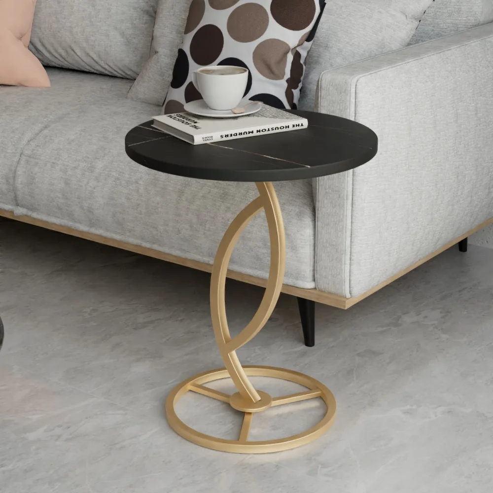 Креативный диван, Каменная плита, Маленький круглый Приставной столик, столик для гостиной, Журнальный столик на балконе, Простой металлический угловой столик1