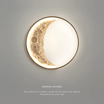 Лунная смола декоративный настенный светильник водонепроницаемый СВЕТОДИОДНЫЙ модный простой фон для спальни гостиной настенный светильник креативного искусства полумесяц