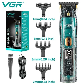 Машинка для стрижки волос VGR, Водонепроницаемый Триммер для волос, Беспроводная Машинка для стрижки волос С Т-образным лезвием, Прозрачная Машинка для Нулевой стрижки V-961