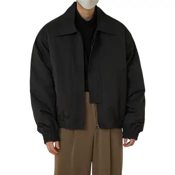Модное Пальто, Универсальная Короткая Моющаяся Однотонная Мужская куртка с отворотом и воротником, Мужское пальто, Ветрозащитное