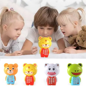 Мультяшный музыкальный телефон, детские игрушки, развивающая игрушка для раннего обучения, мобильный телефон, подарок для детей, Детский со светодиодной подсветкой