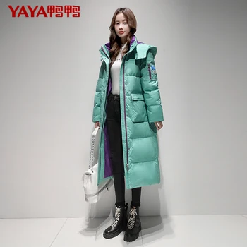 Новый пуховик, Женское зимнее модное утолщенное пальто средней длины, Популярные модные белые зимние пальто