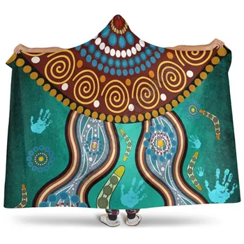Одеяло с капюшоном для аборигенов Австралии - Bomerang с точечной росписью, одеяло с 3D-принтом, Пригодное для носки Одеяло для взрослых и детей, одеяло