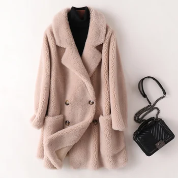 Пальто из натурального меха, высококачественные женские пальто из 70% натуральной шерсти, толстые теплые Элегантные Свободные длинные пиджаки большого размера для женщин