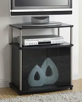 Подставка для телевизора с черным стеклянным корпусом, белая