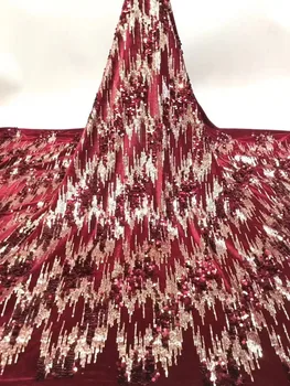 Роскошная Африканская Кружевная Ткань 5 Ярдов Высококачественной Нигерийской Кружевной Ткани С Красочными Блестками Французская Кружевная Ткань Для Свадебного Платья