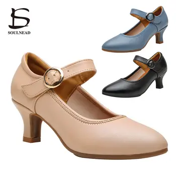 Современная танцевальная обувь Для Латиноамериканских Танцев, Сальсы, обувь для бальных танцев, мягкая подошва, средний каблук 5 см, женская стандартная танцевальная обувь для Танго