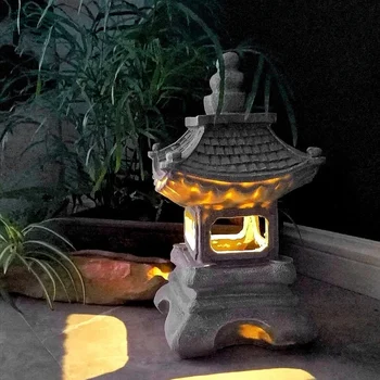 Украшение двора в японском Стиле, Солнечная лампа из смолы, Дворцовые Фонари, Дзен-Ландшафтные огни, Украшение для дома и садоводства