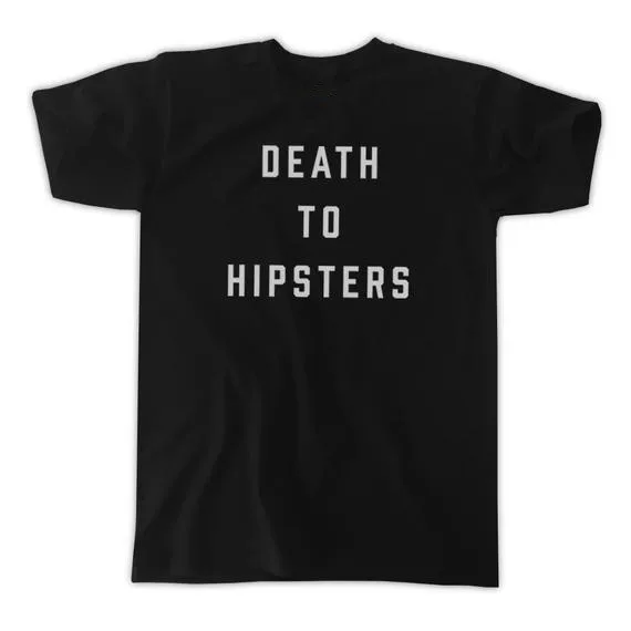 Футболка Sugarbaby Death To Hipsters - Унисекс, Модная футболка Tumblr с коротким рукавом, Модные повседневные топы в стиле Гранж0