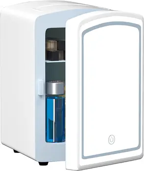 Холодильник для ухода за кожей, 4-литровый Портативный Маленький холодильник с зеркалом для горячей или холодной воды, Косметический холодильник для спальни, офиса, С