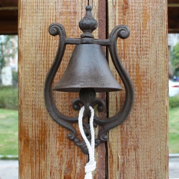 Чугунный Приветственный знак, колокольчик, Настенный дверной звонок, Обеденный колокольчик в американском стиле кантри, Декоративный антикварный дверной звонок для двора