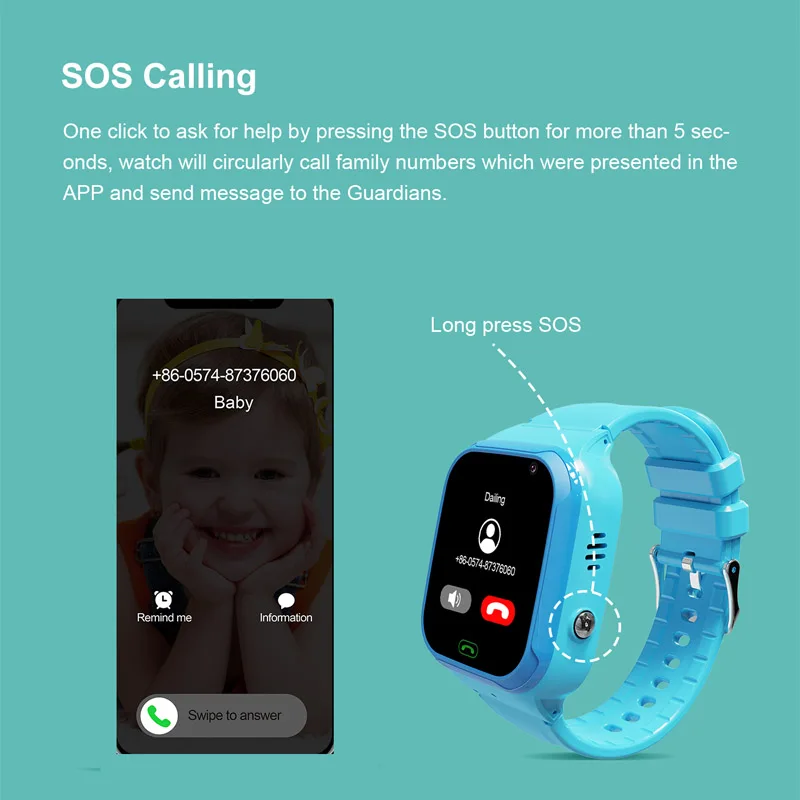 4G Детские смарт-часы-телефон 1,44 дюйма С WIFI LBS SOS Видеозвонок Телефонные часы IP67 Водонепроницаемый Обратный звонок Smartwatch3