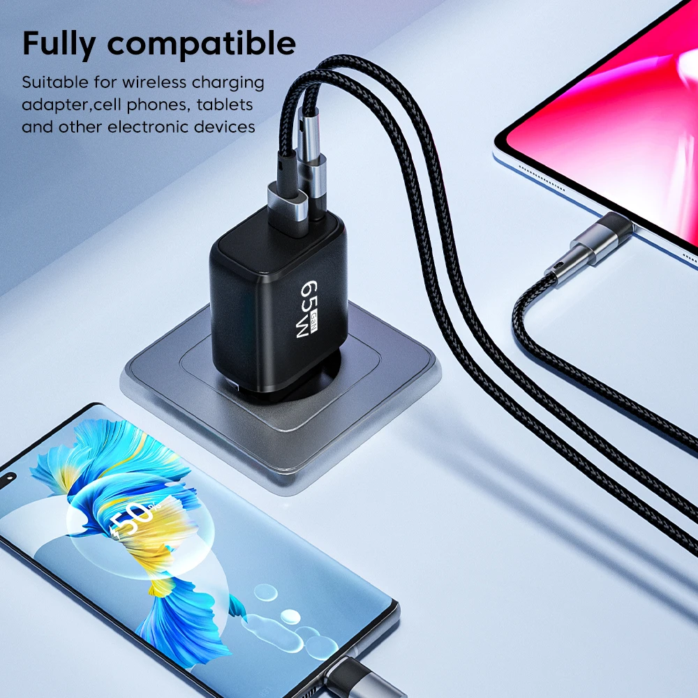 65 Вт GAN Зарядное устройство USB Type C Зарядное устройство для мобильного телефона QC 3.0 Быстрая зарядка Адаптеры настенного зарядного устройства для iPhone 14 Xiaomi Huawei Samsung3